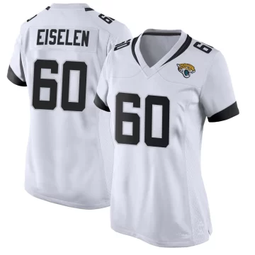 Women's Jacksonville Jaguars ＃60 Dieter Eiselen White Game Jersey
