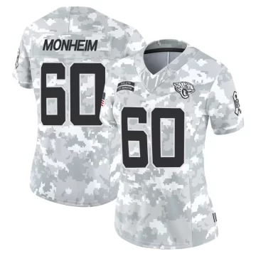 Women's Jacksonville Jaguars ＃60 Jonah Monheim Arctic Camo Limited 2024 Salute to Service Jersey