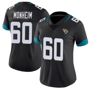 Women's Jacksonville Jaguars ＃60 Jonah Monheim Black Limited Vapor Untouchable Jersey