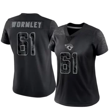 Women's Jacksonville Jaguars ＃61 Sal Wormley Black Limited Reflective Jersey