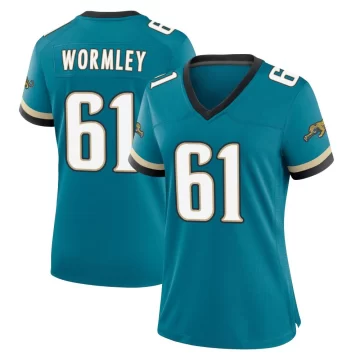 Women's Jacksonville Jaguars ＃61 Sal Wormley Teal Game Prowler Throwback Jersey