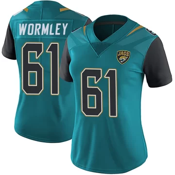 Women's Jacksonville Jaguars ＃61 Sal Wormley Teal Limited Vapor Untouchable Team Color Jersey