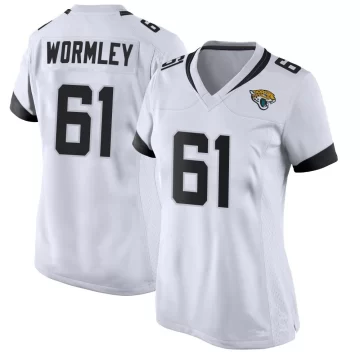 Women's Jacksonville Jaguars ＃61 Sal Wormley White Game Jersey