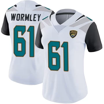 Women's Jacksonville Jaguars ＃61 Sal Wormley White Limited Vapor Untouchable Jersey