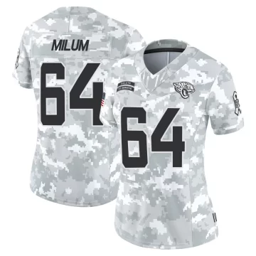 Women's Jacksonville Jaguars ＃64 Wyatt Milum Arctic Camo Limited 2024 Salute to Service Jersey