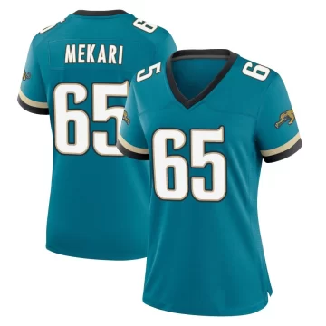 Women's Jacksonville Jaguars ＃65 Patrick Mekari Teal Game Prowler Throwback Jersey