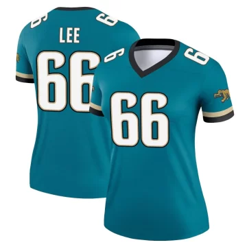 Women's Jacksonville Jaguars ＃66 Ricky Lee Teal Legend Prowler Throwback Jersey