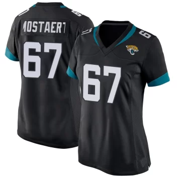 Women's Jacksonville Jaguars ＃67 Eli Mostaert Black Game Jersey