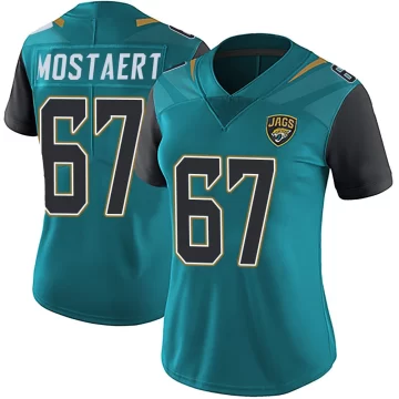 Women's Jacksonville Jaguars ＃67 Eli Mostaert Teal Limited Vapor Untouchable Team Color Jersey