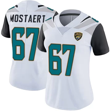 Women's Jacksonville Jaguars ＃67 Eli Mostaert White Limited Vapor Untouchable Jersey
