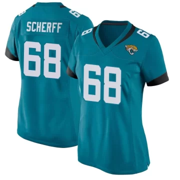 Women's Jacksonville Jaguars ＃68 Brandon Scherff Teal Game Jersey