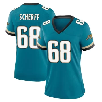 Women's Jacksonville Jaguars ＃68 Brandon Scherff Teal Game Prowler Throwback Jersey