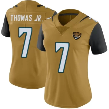 Women's Jacksonville Jaguars ＃7 Brian Thomas Jr. Gold Limited Color Rush Vapor Untouchable Jersey
