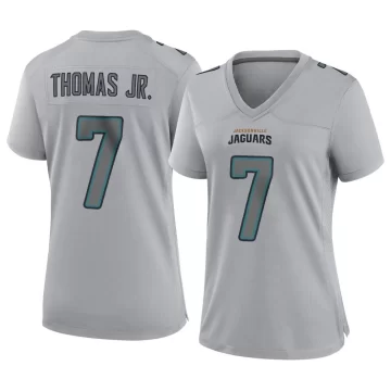 Women's Jacksonville Jaguars ＃7 Brian Thomas Jr. Gray Game Atmosphere Fashion Jersey