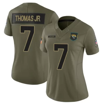 Women's Jacksonville Jaguars ＃7 Brian Thomas Jr. Olive Limited 2025 Salute to Service Jersey