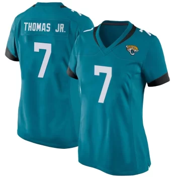 Women's Jacksonville Jaguars ＃7 Brian Thomas Jr. Teal Game Jersey