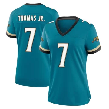 Women's Jacksonville Jaguars ＃7 Brian Thomas Jr. Teal Game Prowler Throwback Jersey