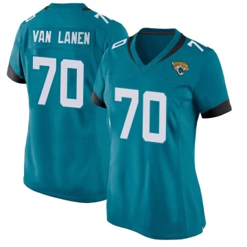 Women's Jacksonville Jaguars ＃70 Cole Van Lanen Teal Game Jersey