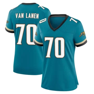 Women's Jacksonville Jaguars ＃70 Cole Van Lanen Teal Game Prowler Throwback Jersey