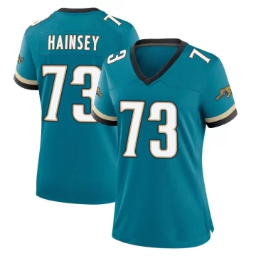 Women's Jacksonville Jaguars ＃73 Robert Hainsey Teal Game Prowler Throwback Jersey