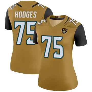 Women's Jacksonville Jaguars ＃75 Cooper Hodges Gold Legend Color Rush Bold Jersey