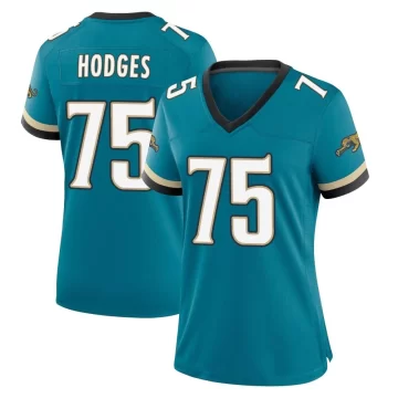 Women's Jacksonville Jaguars ＃75 Cooper Hodges Teal Game Prowler Throwback Jersey
