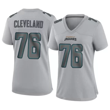 Women's Jacksonville Jaguars ＃76 Ezra Cleveland Gray Game Atmosphere Fashion Jersey