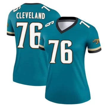 Women's Jacksonville Jaguars ＃76 Ezra Cleveland Teal Legend Prowler Throwback Jersey