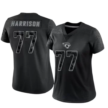 Women's Jacksonville Jaguars ＃77 Anton Harrison Black Limited Reflective Jersey
