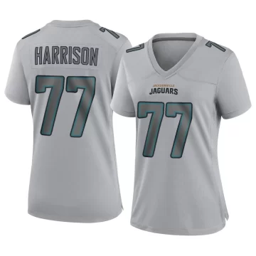 Women's Jacksonville Jaguars ＃77 Anton Harrison Gray Game Atmosphere Fashion Jersey