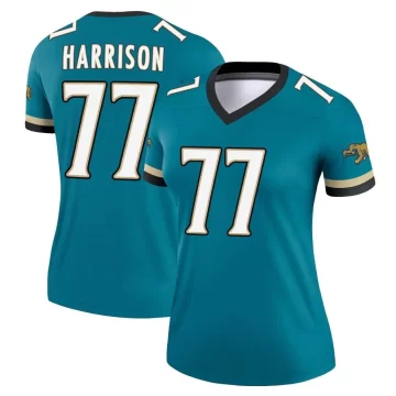 Women's Jacksonville Jaguars ＃77 Anton Harrison Teal Legend Prowler Throwback Jersey