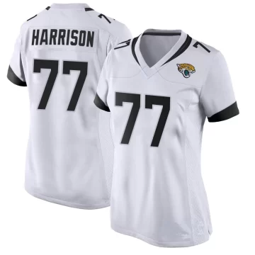 Women's Jacksonville Jaguars ＃77 Anton Harrison White Game Jersey