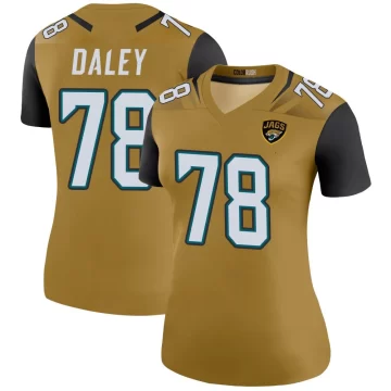 Women's Jacksonville Jaguars ＃78 Dennis Daley Gold Legend Color Rush Bold Jersey