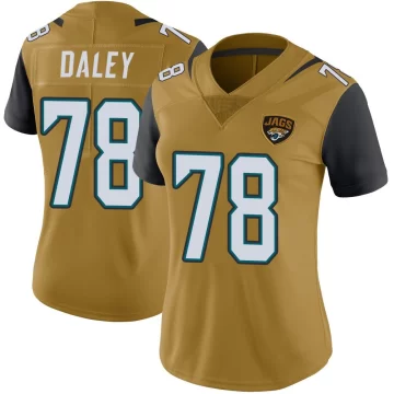 Women's Jacksonville Jaguars ＃78 Dennis Daley Gold Limited Color Rush Vapor Untouchable Jersey