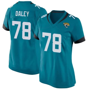 Women's Jacksonville Jaguars ＃78 Dennis Daley Teal Game Jersey