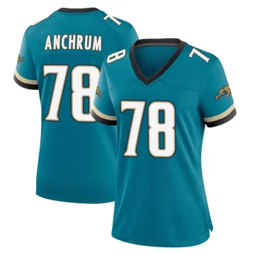 Women's Jacksonville Jaguars ＃78 Tremayne Anchrum Teal Game Prowler Throwback Jersey