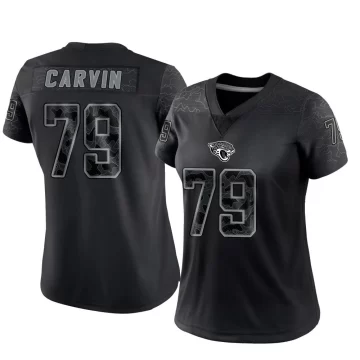 Women's Jacksonville Jaguars ＃79 Jerome Carvin Black Limited Reflective Jersey