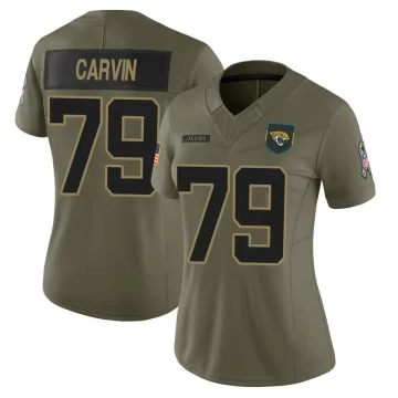 Women's Jacksonville Jaguars ＃79 Jerome Carvin Olive Limited 2025 Salute to Service Jersey
