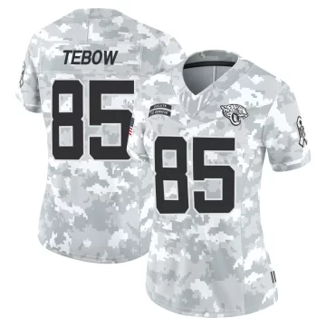 Women's Jacksonville Jaguars ＃85 Tim Tebow Arctic Camo Limited 2024 Salute to Service Jersey