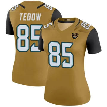 Women's Jacksonville Jaguars ＃85 Tim Tebow Gold Legend Color Rush Bold Jersey