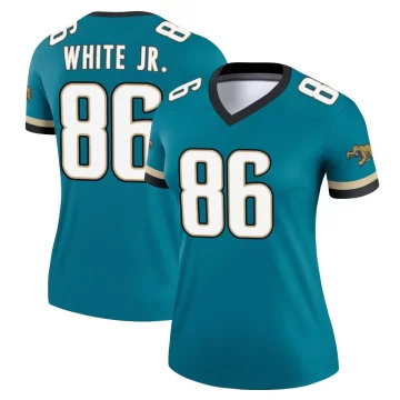 Women's Jacksonville Jaguars ＃86 David White Jr. Teal Legend Prowler Throwback Jersey