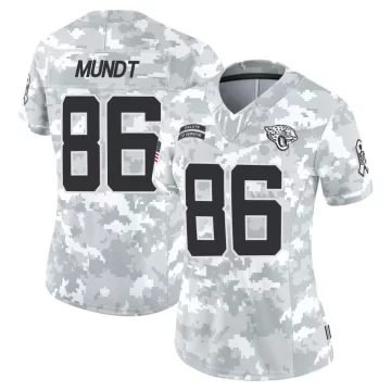 Women's Jacksonville Jaguars ＃86 Johnny Mundt Arctic Camo Limited 2024 Salute to Service Jersey