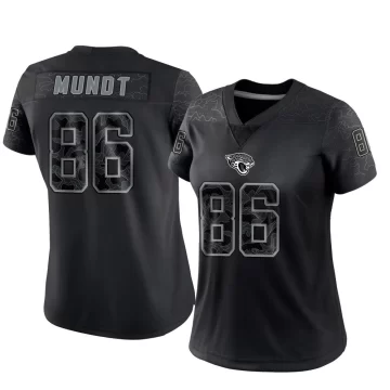 Women's Jacksonville Jaguars ＃86 Johnny Mundt Black Limited Reflective Jersey