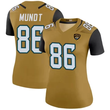 Women's Jacksonville Jaguars ＃86 Johnny Mundt Gold Legend Color Rush Bold Jersey