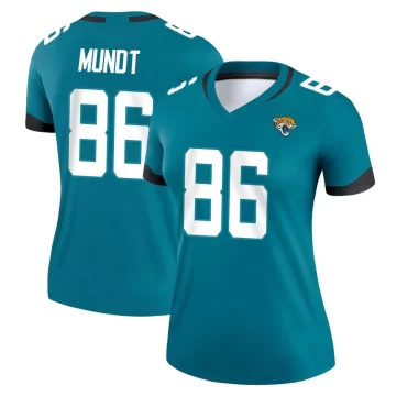 Women's Jacksonville Jaguars ＃86 Johnny Mundt Teal Legend Jersey