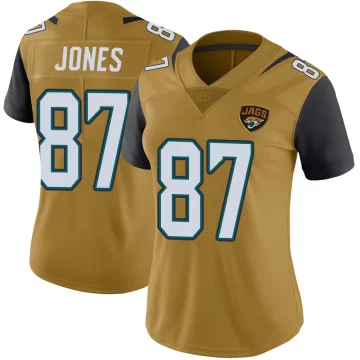 Women's Jacksonville Jaguars ＃87 J.J. Jones Gold Limited Color Rush Vapor Untouchable Jersey