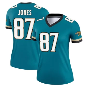 Women's Jacksonville Jaguars ＃87 J.J. Jones Teal Legend Prowler Throwback Jersey