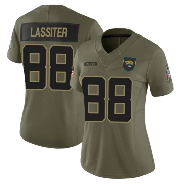 Women's Jacksonville Jaguars ＃88 Darius Lassiter Olive Limited 2025 Salute to Service Jersey