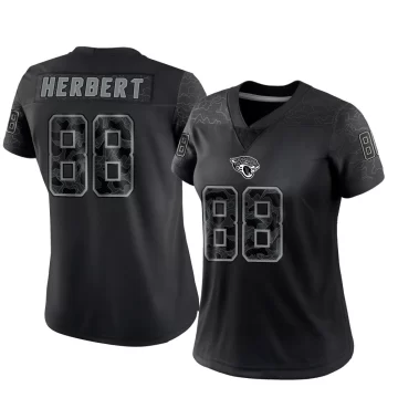 Women's Jacksonville Jaguars ＃88 Patrick Herbert Black Limited Reflective Jersey