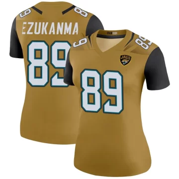 Women's Jacksonville Jaguars ＃89 Erik Ezukanma Gold Legend Color Rush Bold Jersey